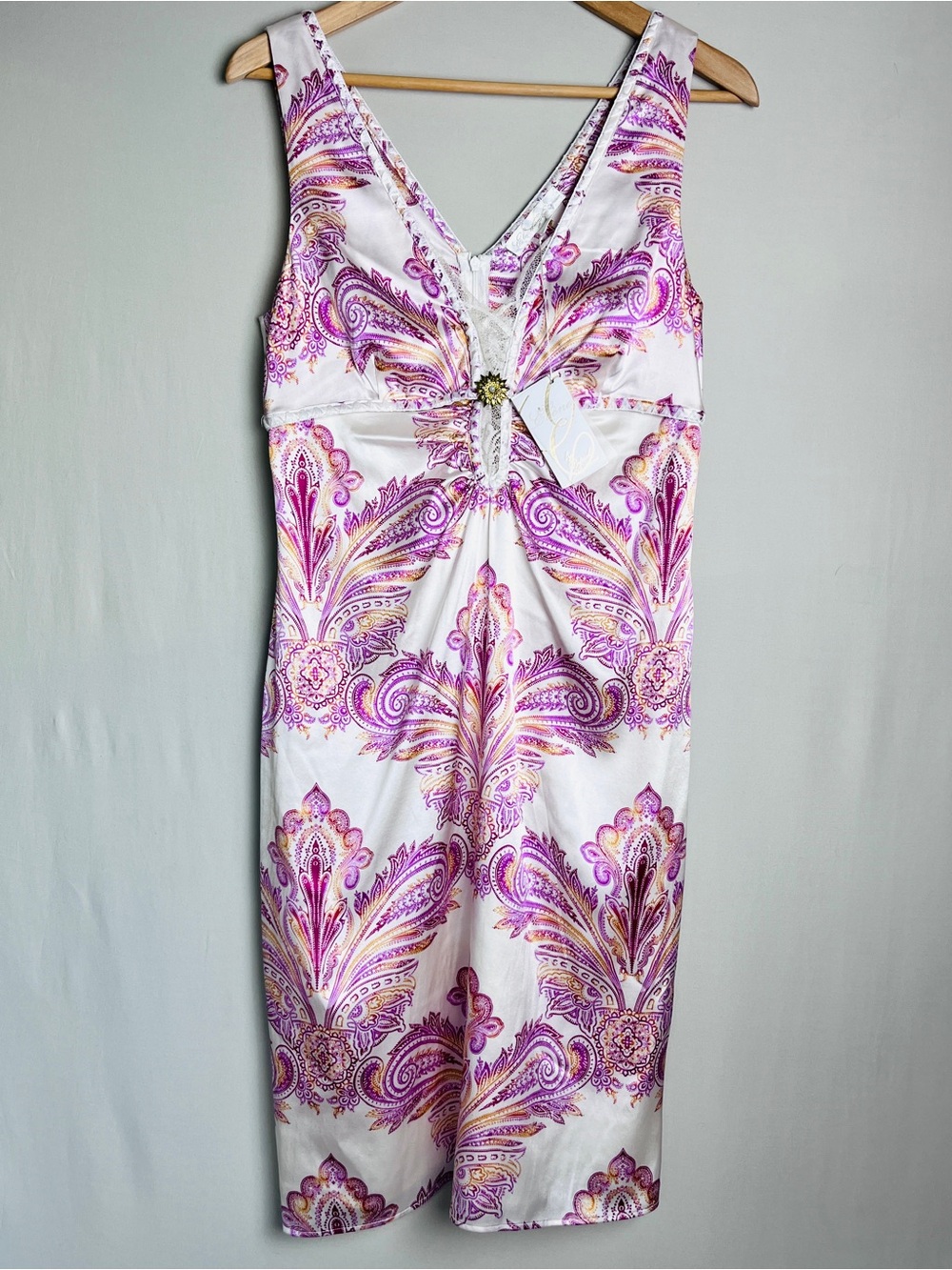 Ebène by Patrick Assuline 95% Silk Paisley Dress Purple Pink NWT Size 3
